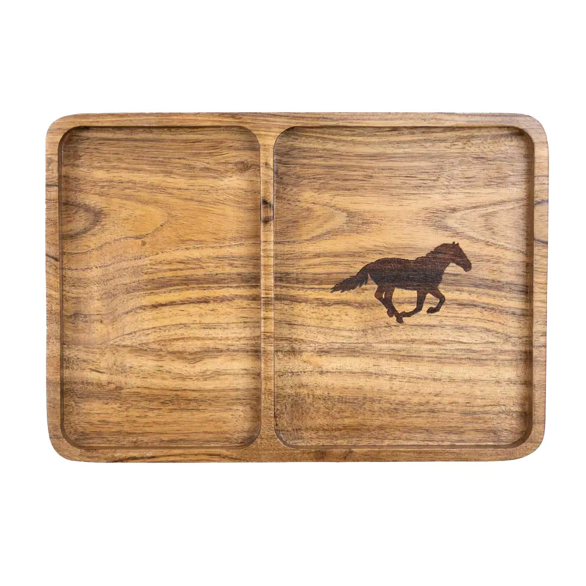 Mustang Etched Wood Valet Tray Natural
