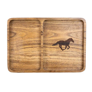 Mustang Etched Wood Valet Tray Natural