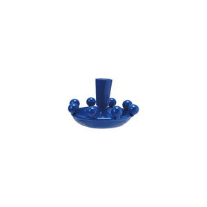 Cast Iron Candle Taper Holder with Balls, Blue