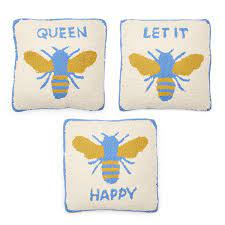 Bee Punch Embroidery Hand-Crafted Pillow