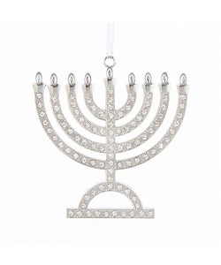 Silver Hanukkiah Ornament