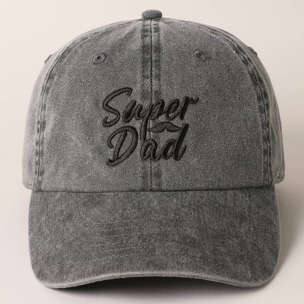 Super Dad Text Father's Day Gift Embroidery Cap: ONE SIZE / Black