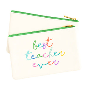 Best Teacher Ever Script Bag Pouch