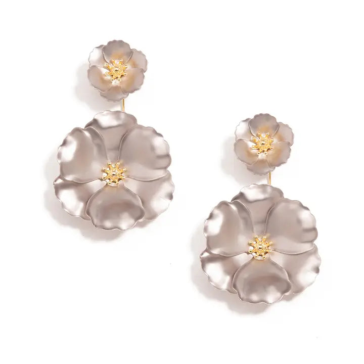 Metal Floral Drop Earring