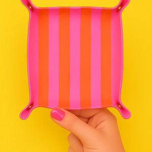 Preppy Stripe Trinket Gift Tray | Pink & Orange Stripe
