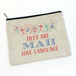Mahjong Tile Makeup Bag Cosmetic Zipper Pouch-Tiles are my Love Language