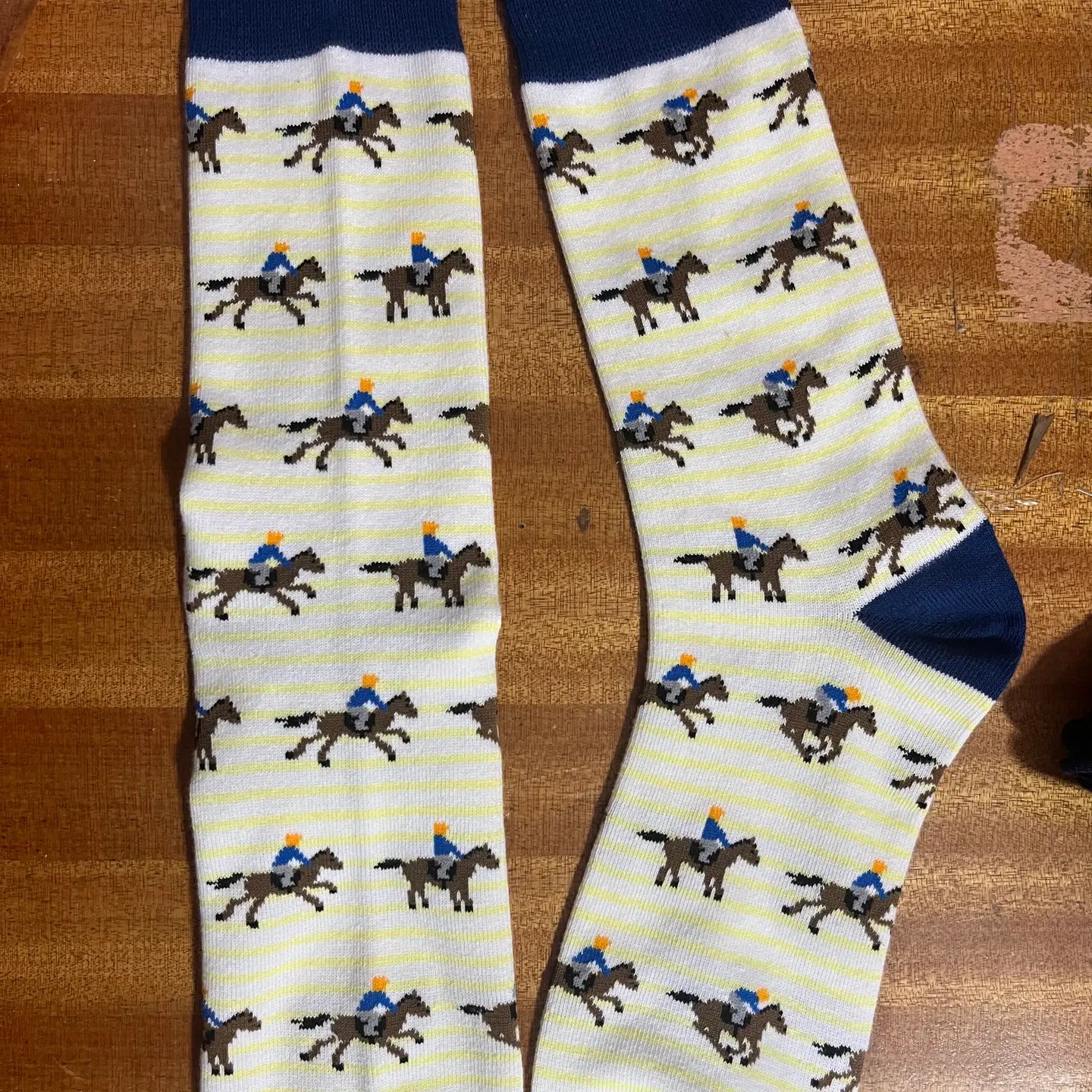 Yellow Stripe Running Horse Socks