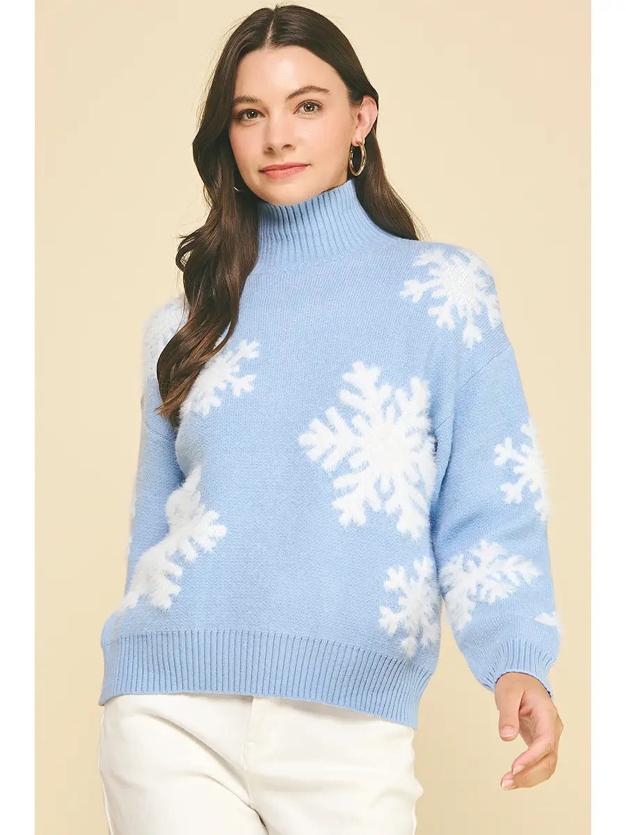 Mock Neck Snowflake Sweater