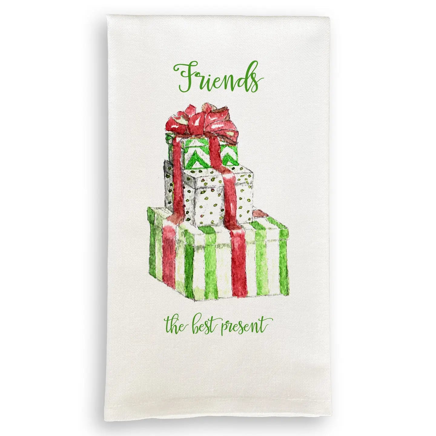 Red and Green Presents Stacked - Tea Towel
