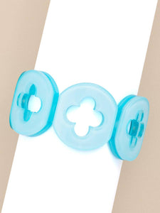 Resin Clover Bracelet: Bright Blue