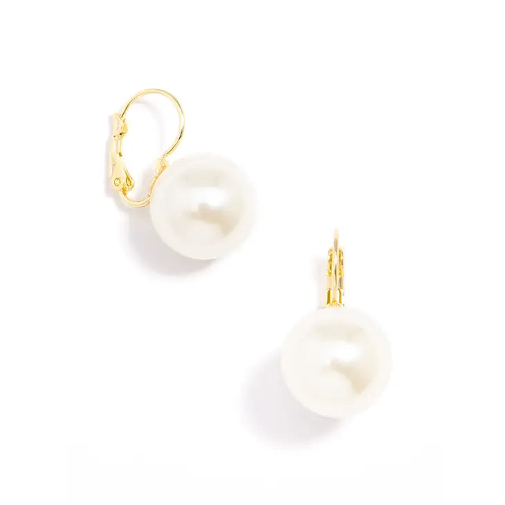 Single Pearl Drop Earring with Gold Accents