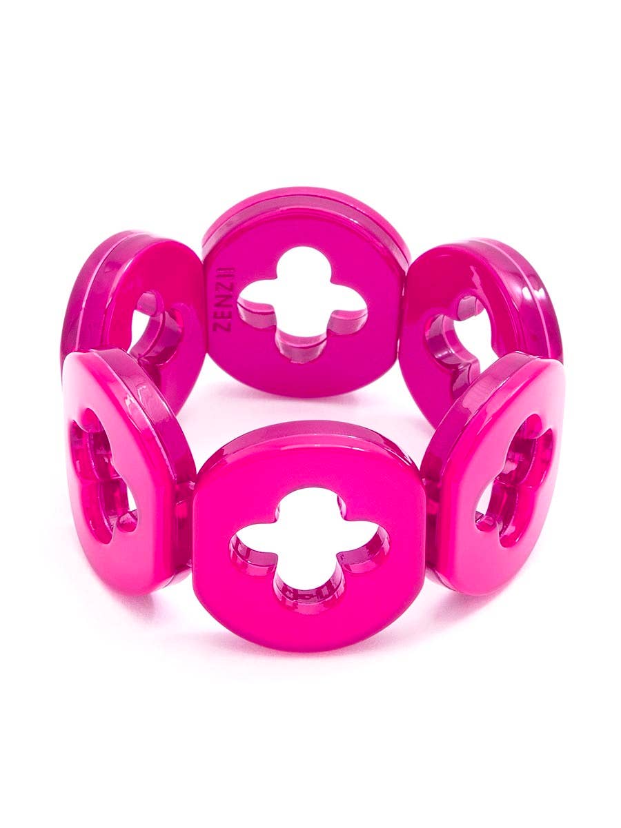 Resin Clover Bracelet: Hot Pink