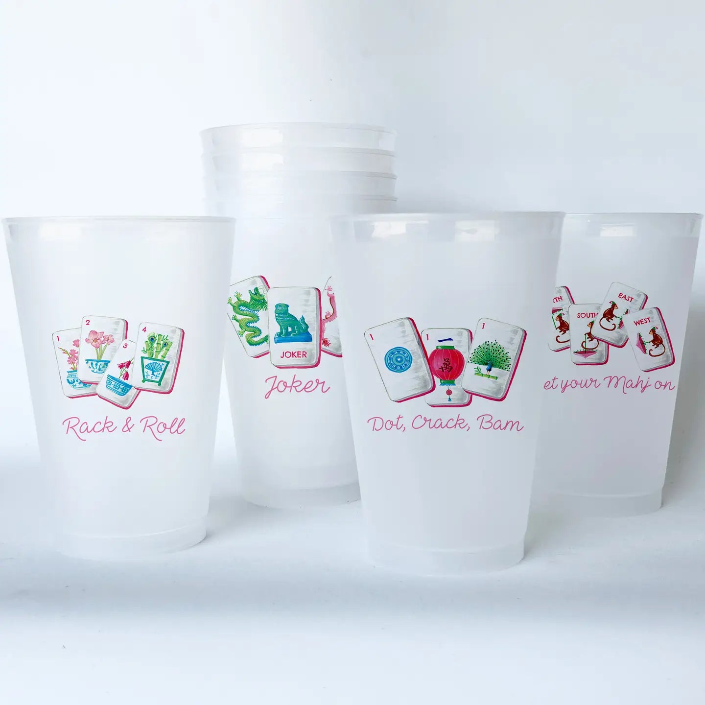 Mahjong Shatterproof 20 oz Plastic Cups; Set of 8