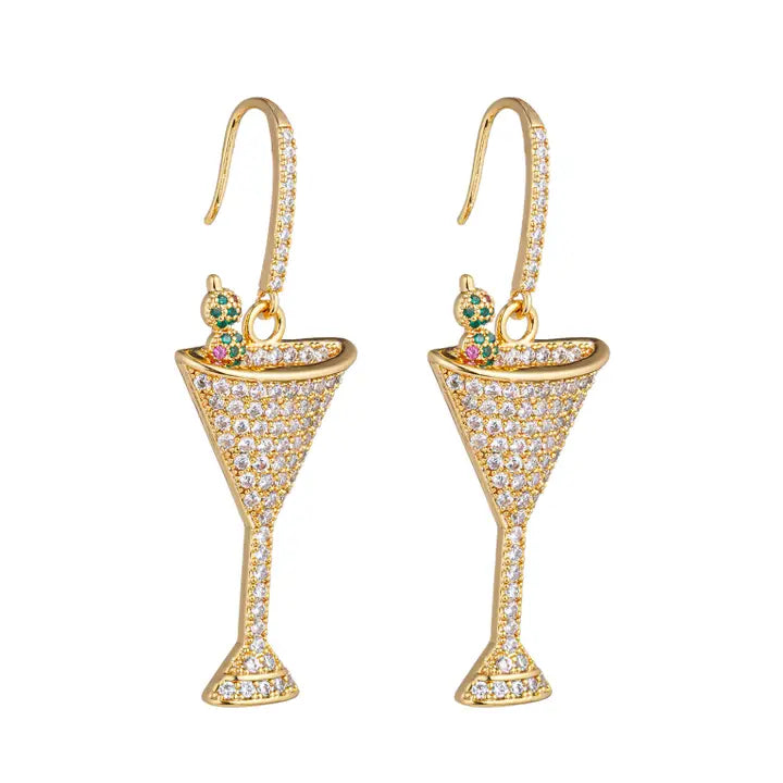 Dirty Martini 18K Gold Plated Cz Drop Earrings