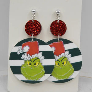 Custom Christmas Earrings: the Grinch