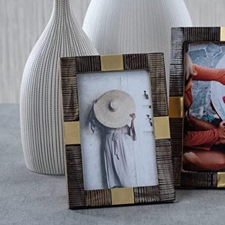 Lagos Horn and Brass Picture Frame