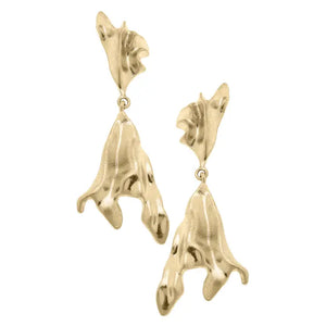 Majorca Molten Metal Statement Drop Earrings in Worn Gold