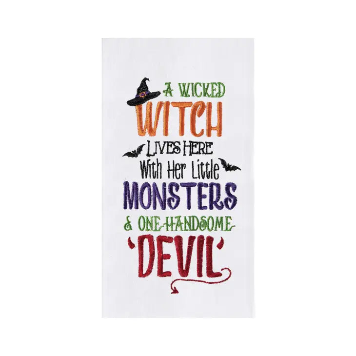 Halloween Witch Lives Here Tea Towel