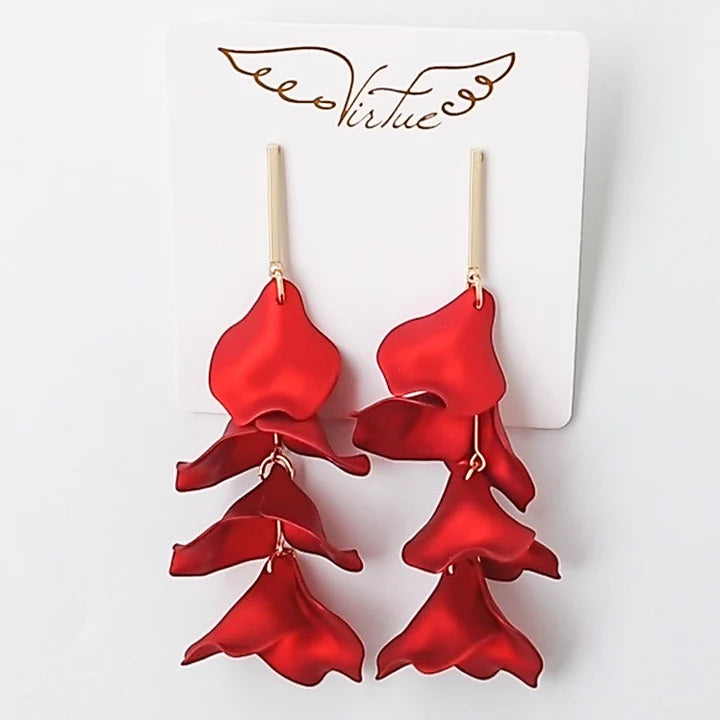 Hyacinth Earrings-Metallic Red