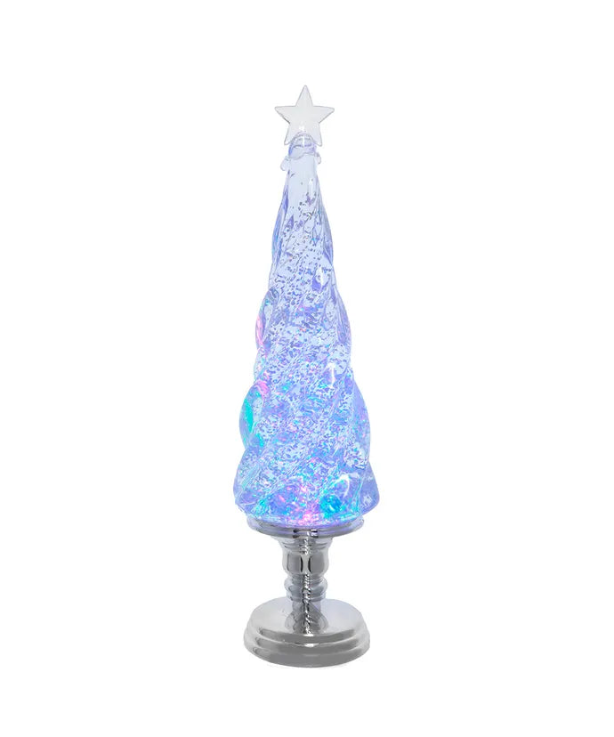 17.72" Battery Operated RGB LED Lighted Swirling Glitter Tree
