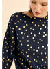 Molly Bracken Navy/Gold Boat Neck Sweater, Polka Dot