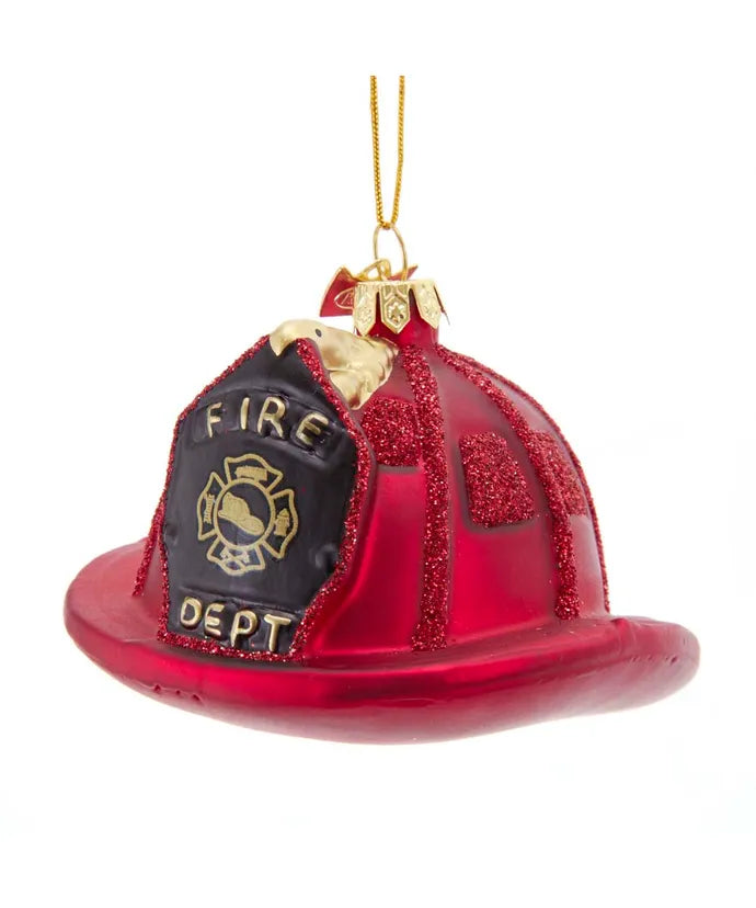 Noble Gems™ Firefighter Helmet Glass Ornament