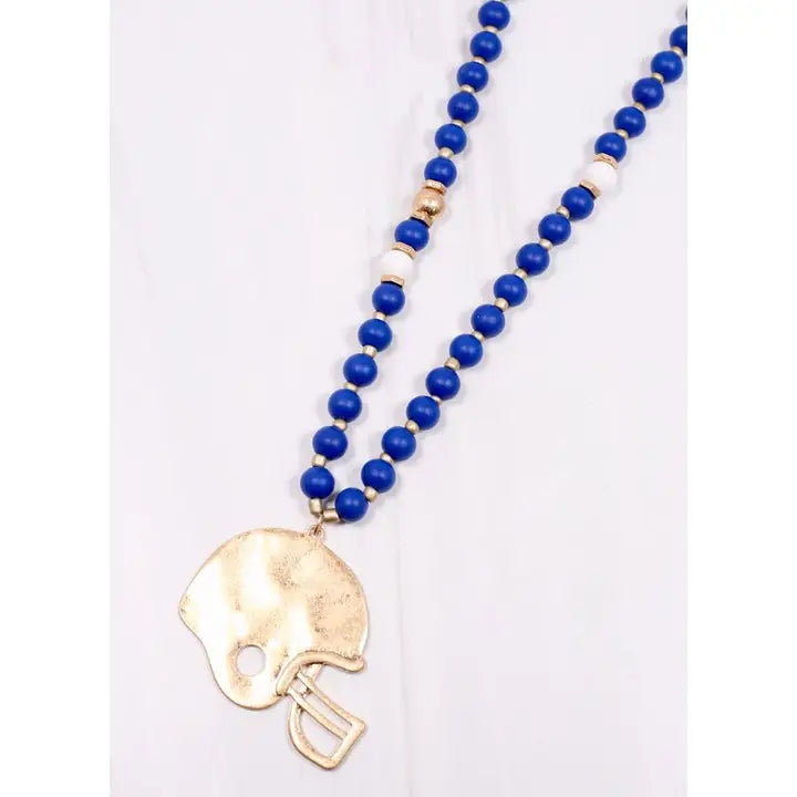 Helmet Necklace Blue White