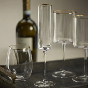 Optic Champagne Flute with a Gold Rim