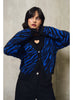 Royal Blue Zebra cardigan in fluffy knit