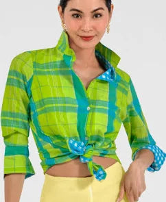 Picnic Time Boyfriend Shirt Turq/Lime