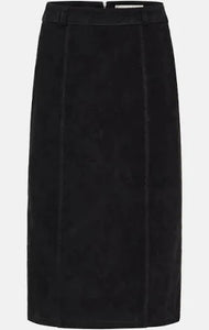 Elodie Black Suede Midi Skirt