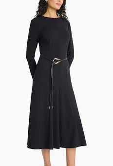 Elea Long Sleeve Midi Dress with Belt