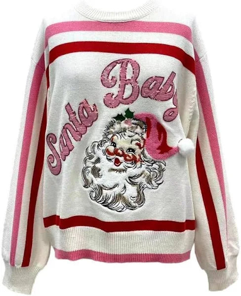 Queen of Sparkles Santa Baby Fuzzy Sweater