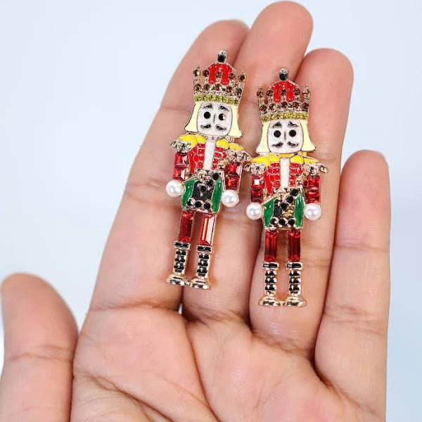 Red Green Nutcracker Christmas Earrings