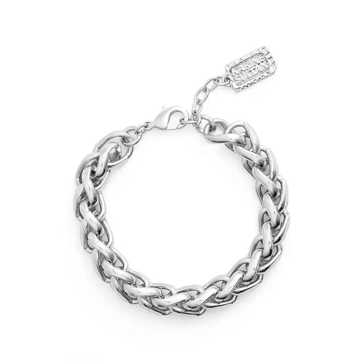 Silver Braided Link Layering Chain Bracelet