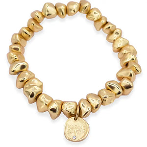 Gold Tumbled Rocks Beaded Bracelet