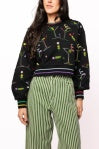 Queen of Sparkles Black Multi Rainbow Trim Martini Sweatshirt