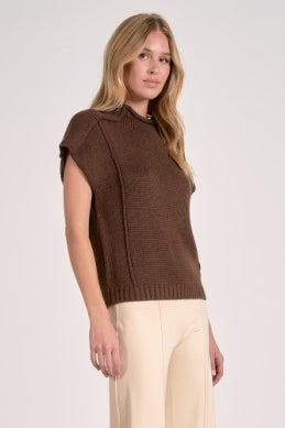 Cocoa Short Sleeve Sweater with Cap Sleeves