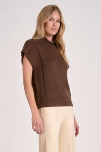 Cocoa Short Sleeve Sweater with Cap Sleeves