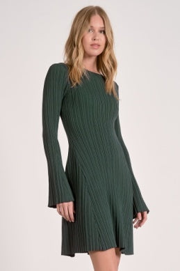 Crewneck Sweater Dress-Pine