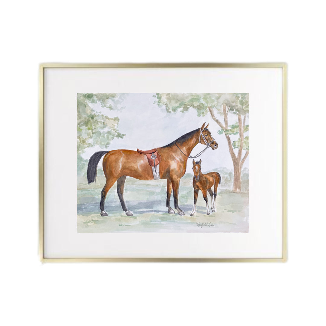 "Vintage Horse and Foal" (PRINT) 8X10