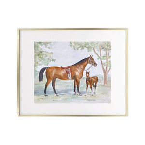 "Vintage Horse and Foal" (PRINT) 8X10