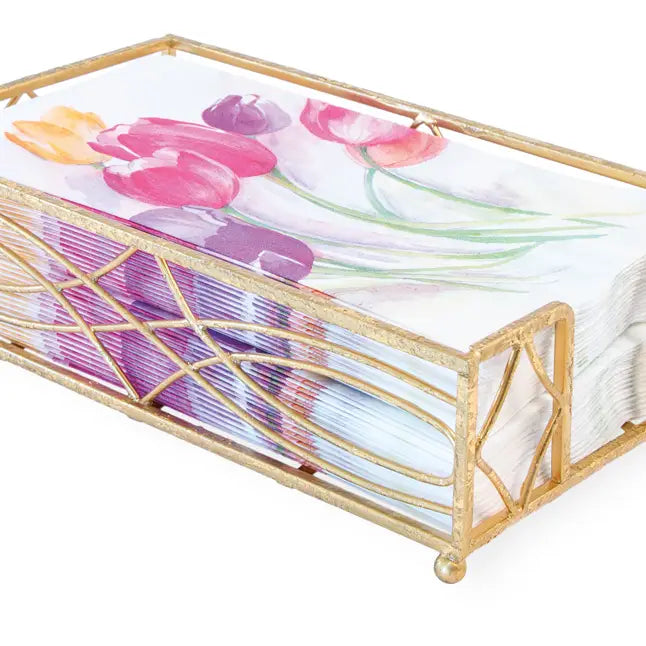 Paper Guest Towel Metal Caddy Wave Gold Leaf