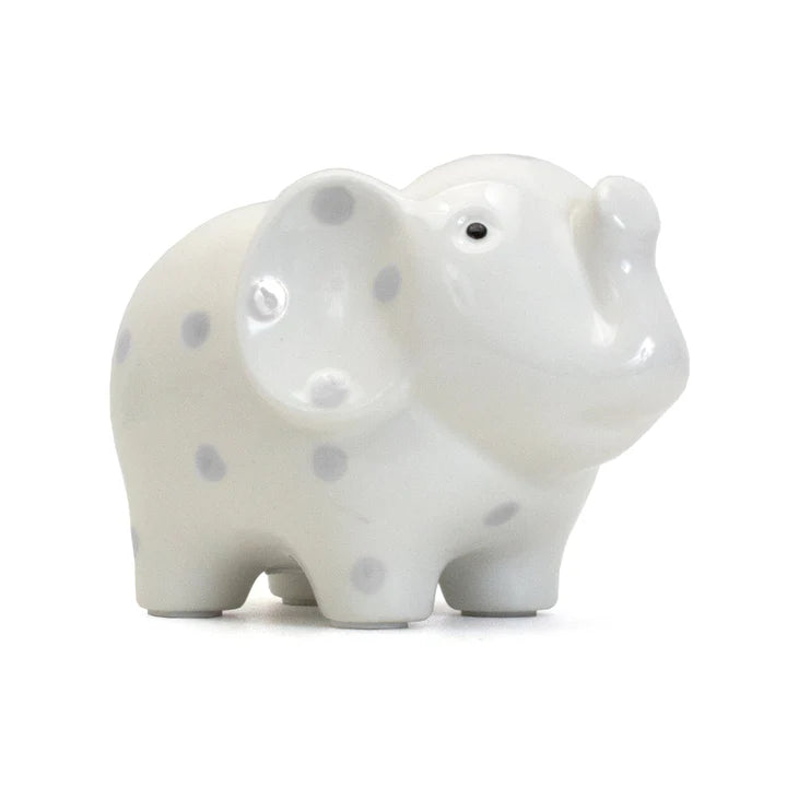 White Elephant with Gray Polka Dots