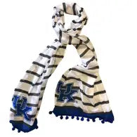 KENTUCKY WILDCATS SHEER STRIPE SCARF WITH POMPOMS