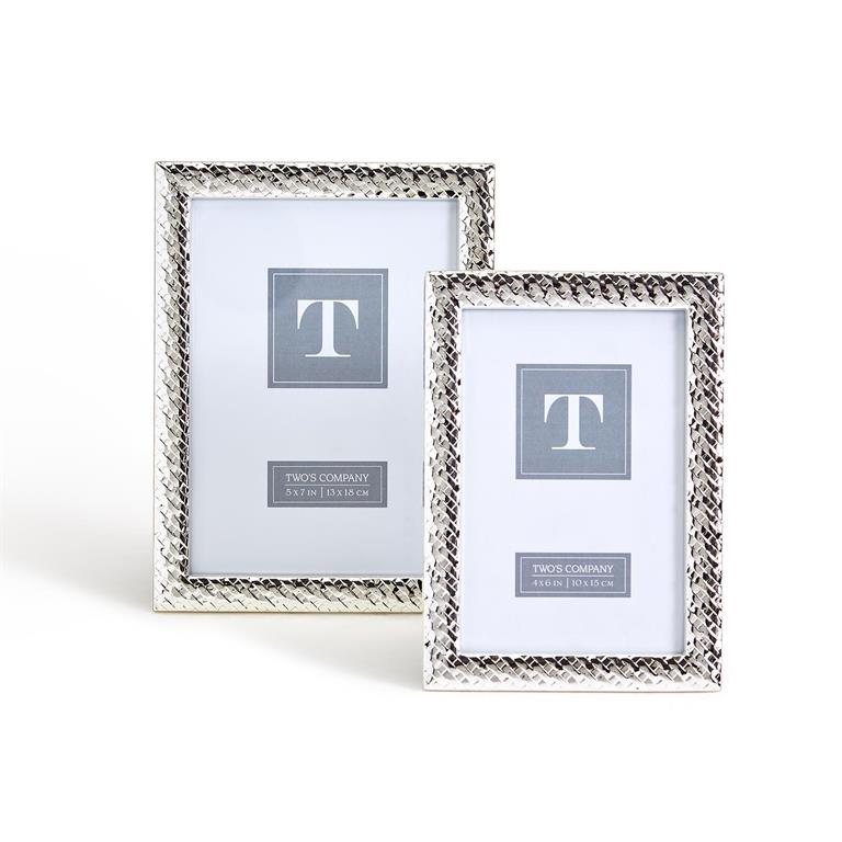 Silver Lining Basket Weave Pattern Photo Frames