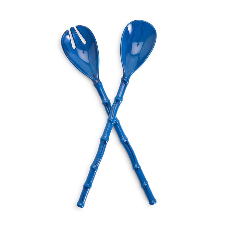 Set of 2 Blue Bamboo Touch Accent Salad Servers