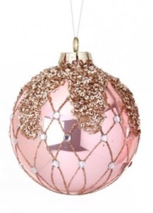 Pink Glass Bead Ornaments 4"