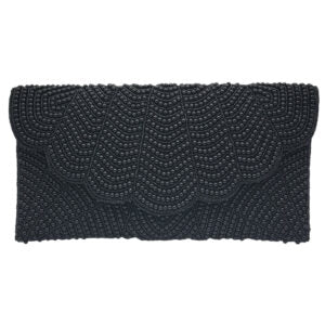 Black Beaded Evening Envelope Clutch