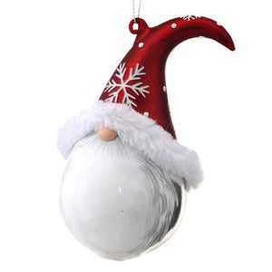 Glass Gnome Santa Head Ornament (6")